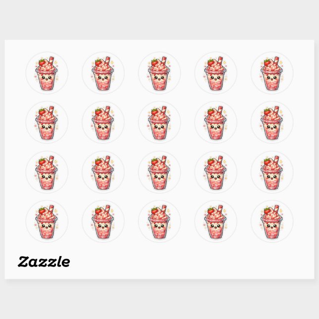 Strawberry Ice Tea Classic Round Sticker (Sheet)