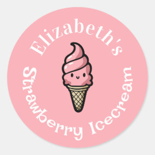 Strawberry Icecream Classic Round Sticker