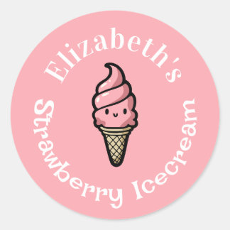 Strawberry Icecream Classic Round Sticker