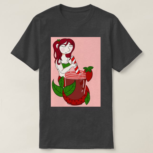 Strawberry Iced Tea Mermaid T-Shirt (Design Front)