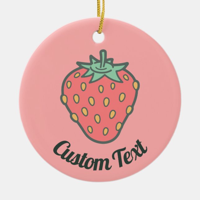 Strawberry Icon Ceramic Ornament (Front)