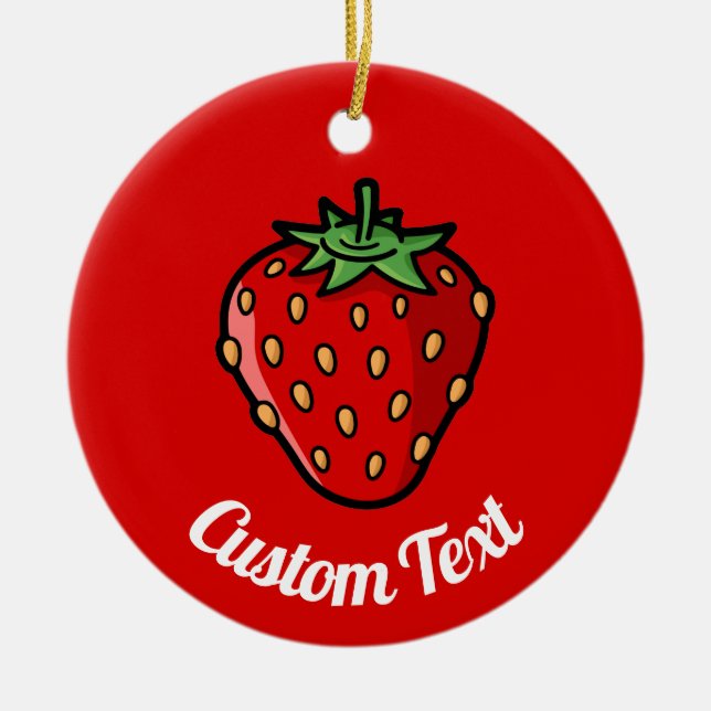 Strawberry Icon Ceramic Ornament (Front)