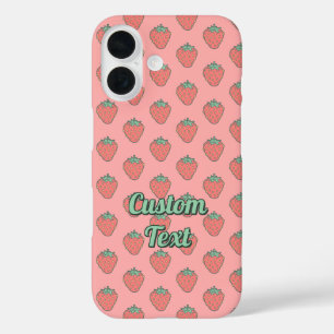 Strawberry Icon Pattern iPhone 16 Case