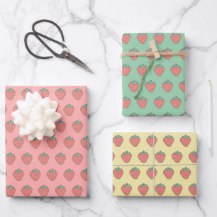 Strawberry Icon Pattern Wrapping Paper Sheets