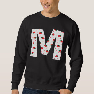 Strawberry Initial Monogram Letter M Girl Sweatshirt