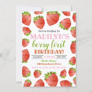 Strawberry Invitation Berry Birthday Invite
