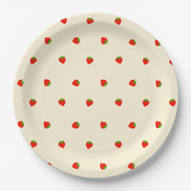 Strawberry (ivory) paper plate (Front)