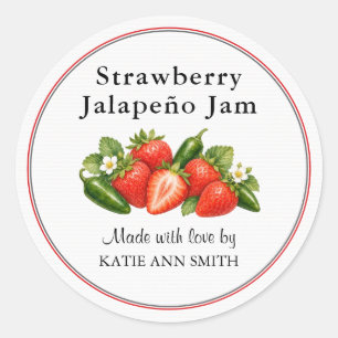 Strawberry Jalapeño Jam Jar Label Round Sticker