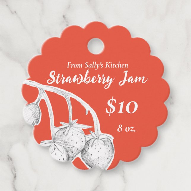 Strawberry Jam Canning Jar Condiment Price Tag (Front)