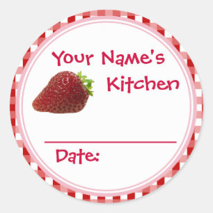 Strawberry Jam Canning Jar Lid Labels Personalised