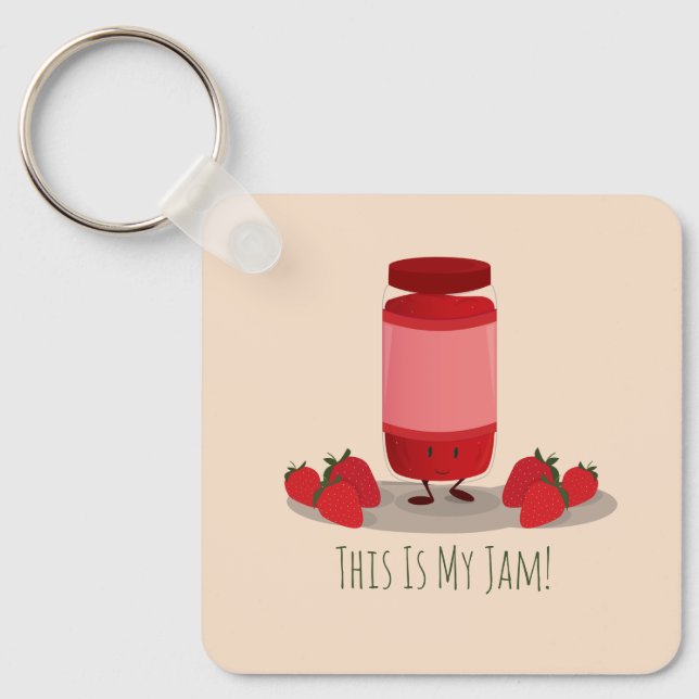 Strawberry Jam cartoon character | Keychain (Front)