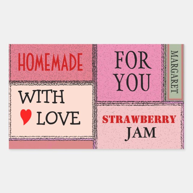 Strawberry Jam Customise It! Rectangular Sticker (Front)