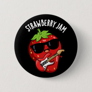 Strawberry Jam Funny Fruit Pun Dark BG 6 Cm Round Badge