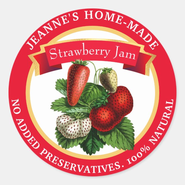 Strawberry Jam Homemade Canning Preserve Classic Round Sticker (Front)