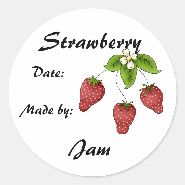 Strawberry Jam Jar Label (Customise) (Front)