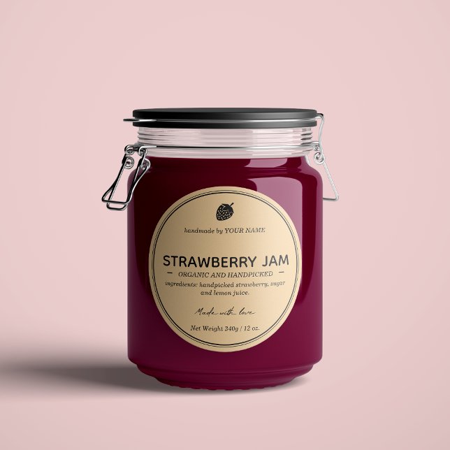 Strawberry Jam Jar Label Packaging Design (Creator Uploaded)