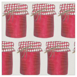 Strawberry Jam Jar of Jelly Berry Fruit Preserves Fabric
