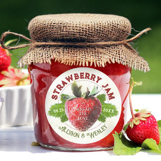 Strawberry Jam Jar Personalised Wedding Favours Classic Round Sticker