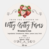 Strawberry Jam Jelly preserve Custom Canning Label