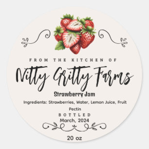 Strawberry Jam Jelly preserve Custom Canning Label