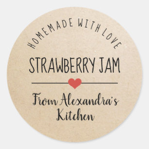 Strawberry jam kraft homemade with love classic round sticker