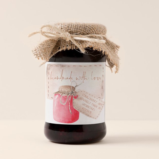 Strawberry Jam Label Homemade with Love Name (Creator Uploaded)