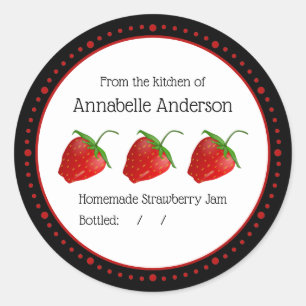 Strawberry Jam Label Modern Minimalist Personalise