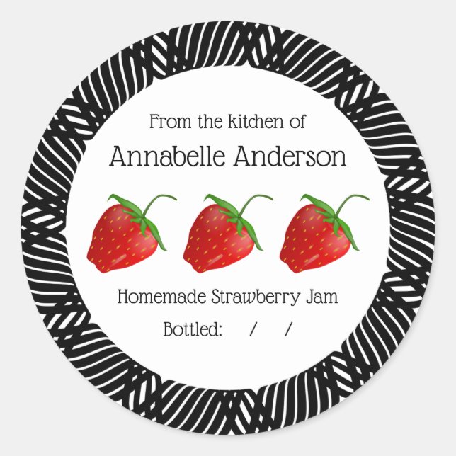 Strawberry Jam Label Modern Personalise (Front)