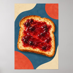 Strawberry Jam on Golden Toast – Modern Pop Art Ki Poster