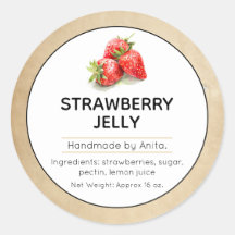 Strawberry Jam  or Jelly Canning Jar Label 