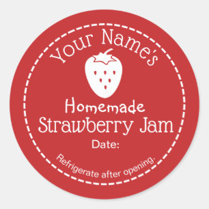 Strawberry Jam Personalised Canning Label Homemade