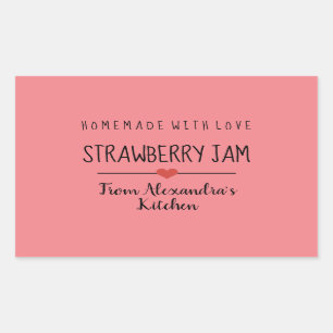 Strawberry jam pink homemade with love  rectangular sticker