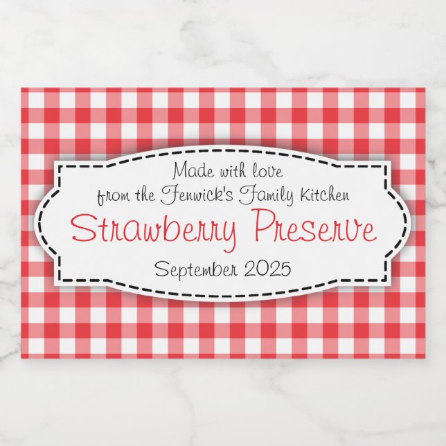 Strawberry jam preserves checked label (Single Label)