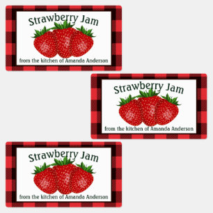 Strawberry Jam Preserves Plaid Food Label