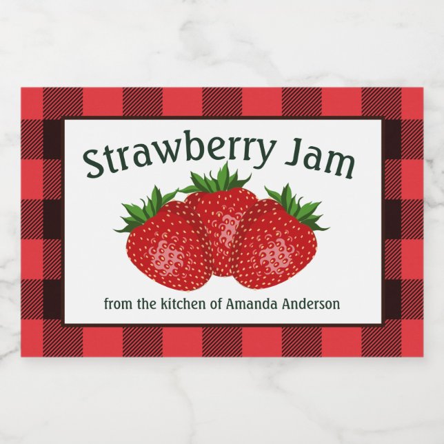 Strawberry Jam Preserves Plaid H Food Label (Single Label)