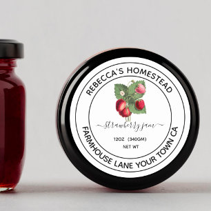 Strawberry  Jam Vintage  Illustration canning Jar Classic Round Sticker
