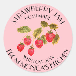 Strawberry Jam Watercolor Fruit Kitchen Preserves  Classic Round Sticker
