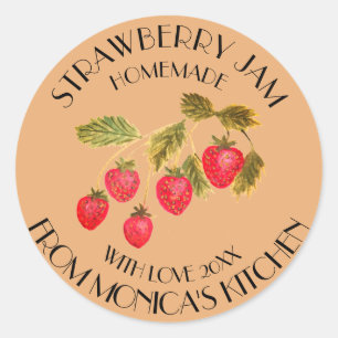 Strawberry Jam Watercolor Fruit Kitchen Preserves  Classic Round Sticker