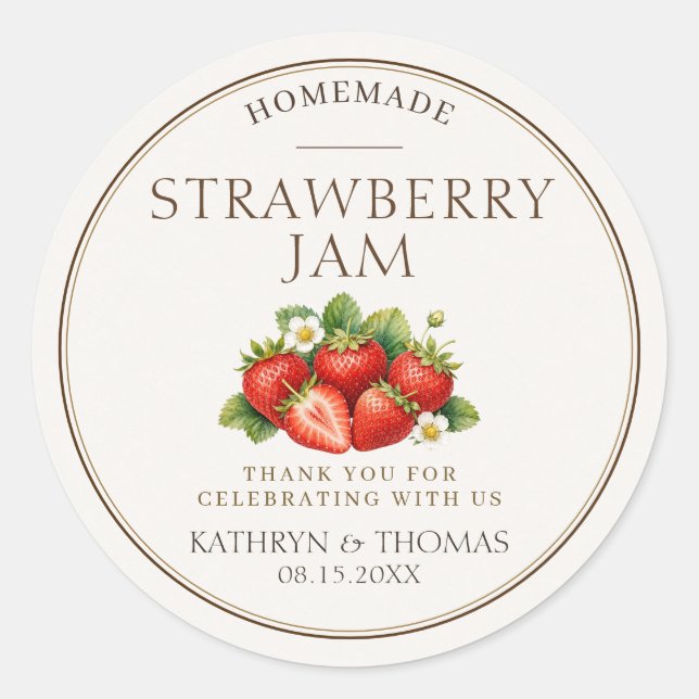 Strawberry Jam Wedding Favour Labels Personalised (Front)