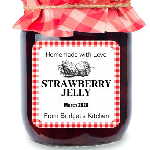 Strawberry Jelly Jam Homemade label STRAW02sq