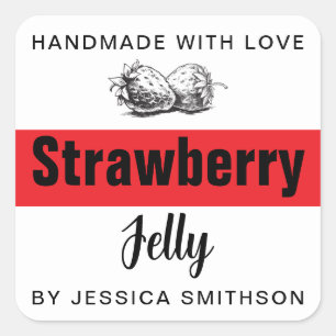 Strawberry Jelly Jam Homemade label STRAW03sq