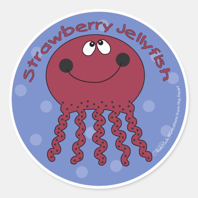 Strawberry Jellyfish Classic Round Sticker (Front)
