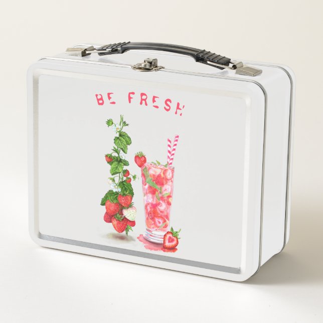 Strawberry Juice Cool Drink Fruits Metal Lunch Box (Front)