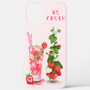 Strawberry Juice Drink - Your Text or Colors iPhone 12 Pro Max Case