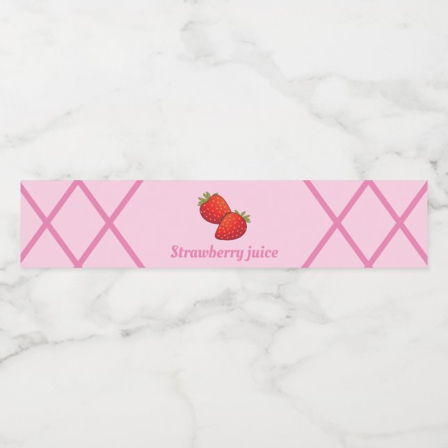 Strawberry juice water bottle label (Single Label)