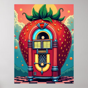 Strawberry Jukebox : Retro Surrealism Pop Art Poster