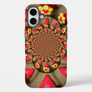 Strawberry Kaleidoscope   Colourful Red Delight Ar iPhone 16 Plus Case
