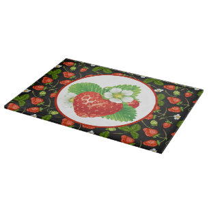 Strawberry kitchen tiled pattern decor fruit cutting board