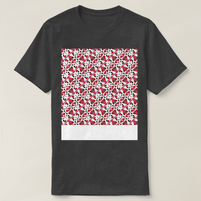 Strawberry Kitty Pattern Cute Kitten T-Shirt (Design Front)