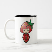 Strawberry Kokeshi Doll Two-Tone Mug
